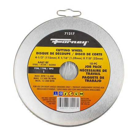 10-Pack of Forney 71847 4-1/2 in Metal Cut-Off Wheel